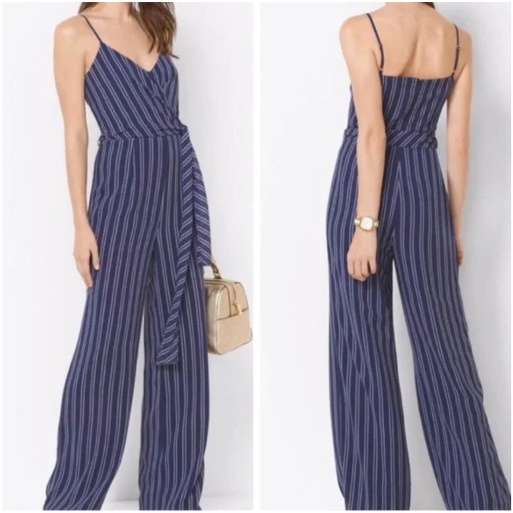 Michael Kors Blue and White Striped Jumpsuit